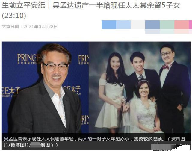 吴孟达死后财产分配,吴孟达的妻子去世时安葬了哪里