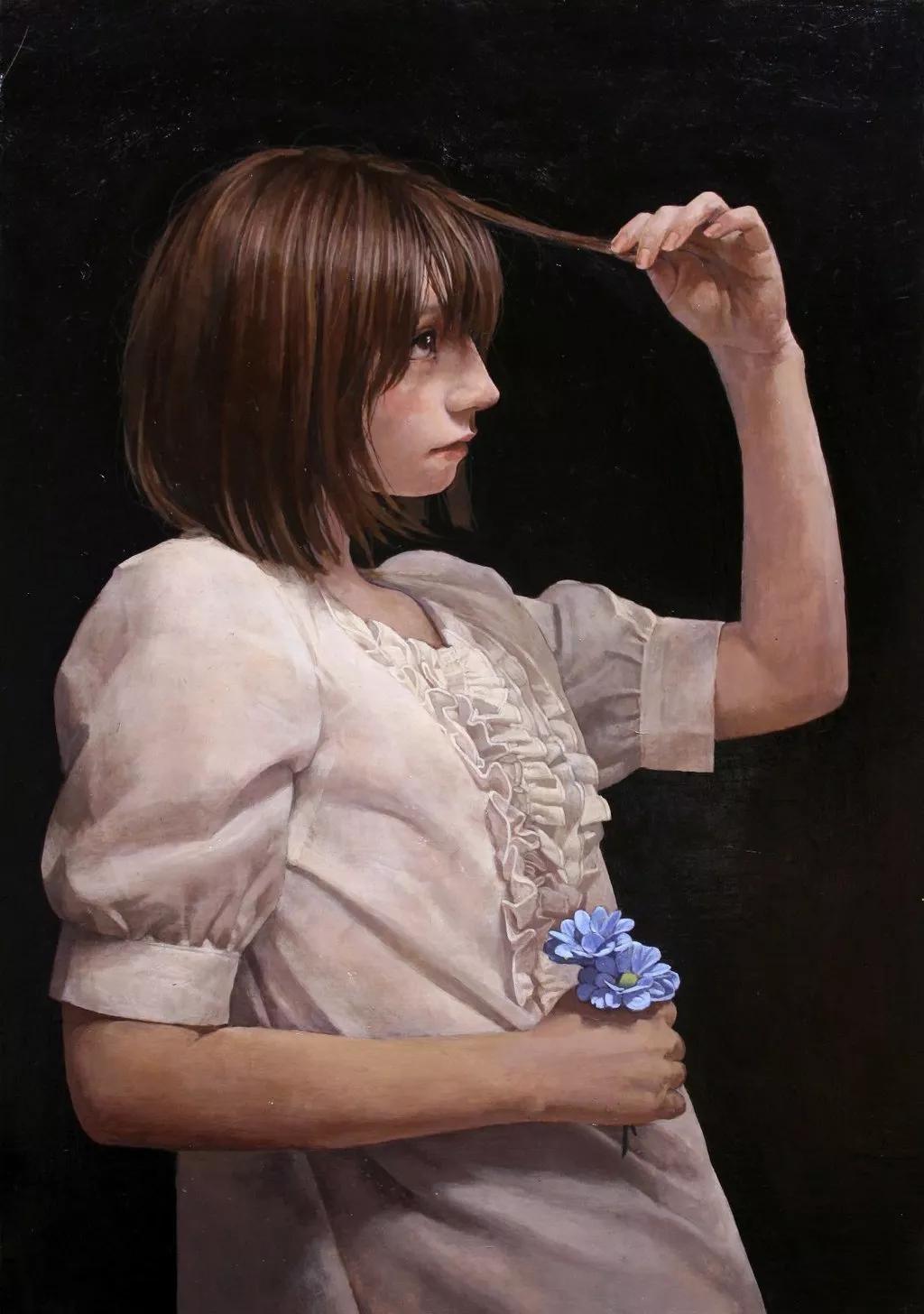 油画日系动漫,油画里的唯美少女