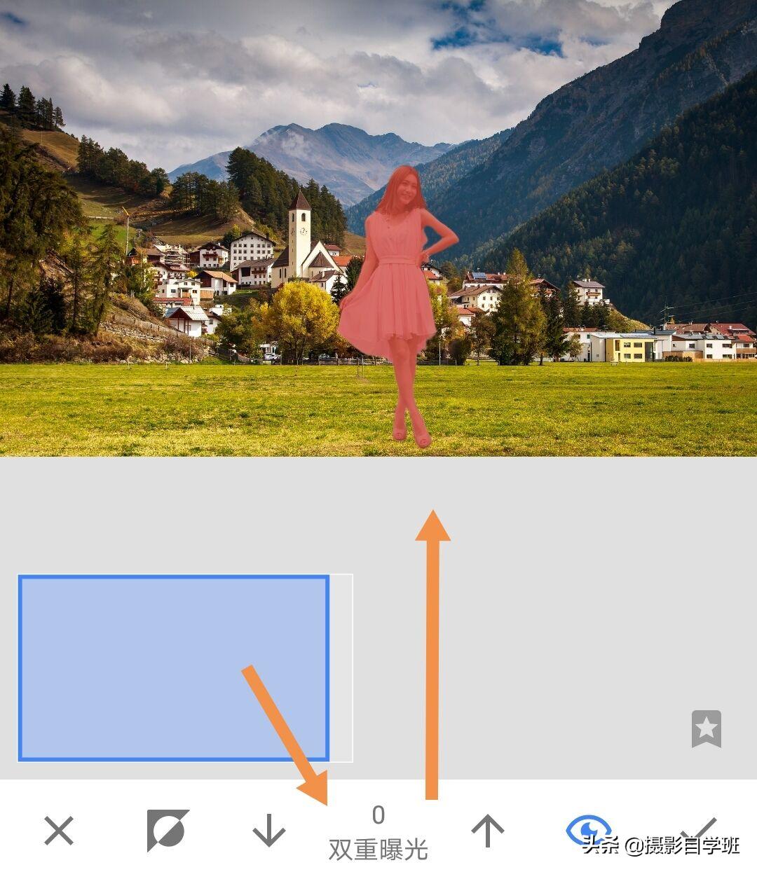 手机风光摄影修图教程,把自己p进风景图