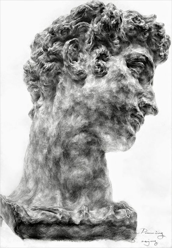 素描石膏像写生作品,素描石膏像面部刻画