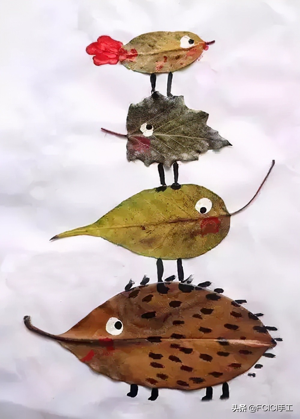 落叶手工作品创意高级感图片,落叶主题创意手工