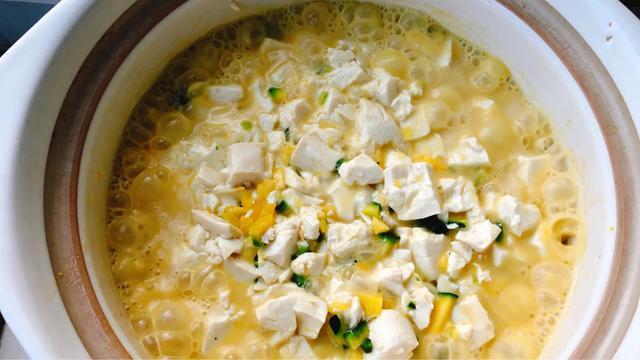 蟹黄豆腐瑶柱,蟹黄豆腐炖花胶