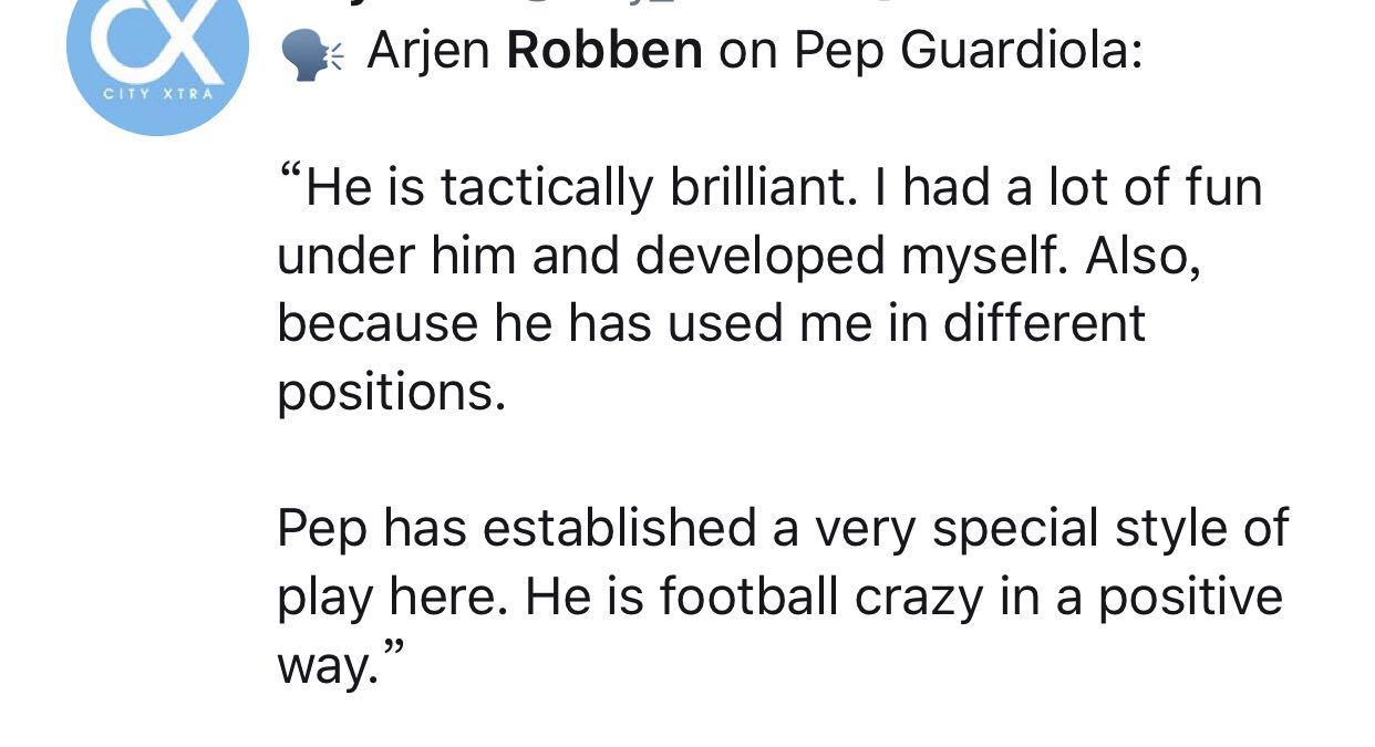 吹瓜模式！罗本：他是战术天才更是足球疯子，人之将走，其言也善