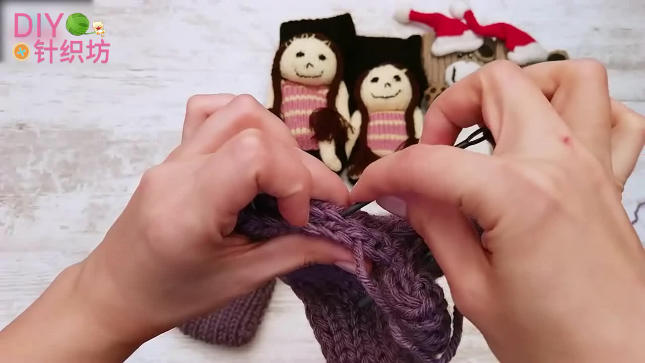 针织毛线袜的教程,家居袜棒针编织视频