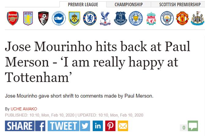 不忍！强硬穆里尼奥回击批评者！狂人：我在热刺很开心