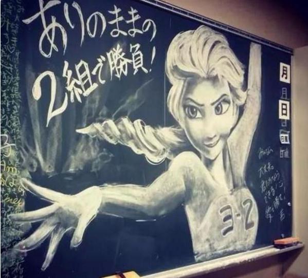 高中生最惊艳的黑板报,开学黑板报粉笔画惊艳全班高中