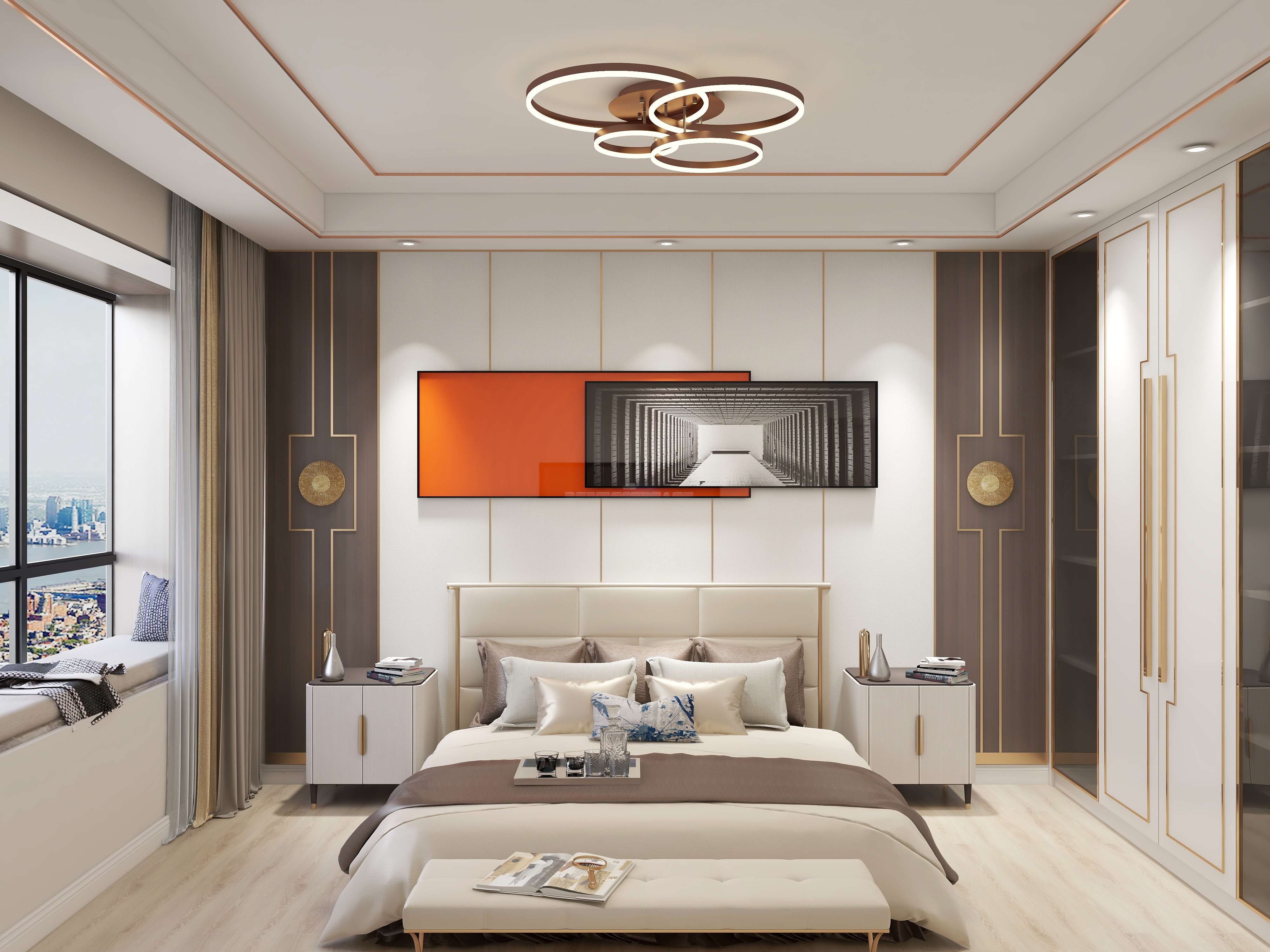 卧室灯光极简布置主灯,一盏灯光设计