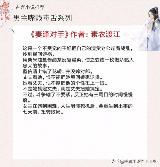 男主毒舌傲娇嘴贱的小说古言,男主嘴贱毒舌的古言