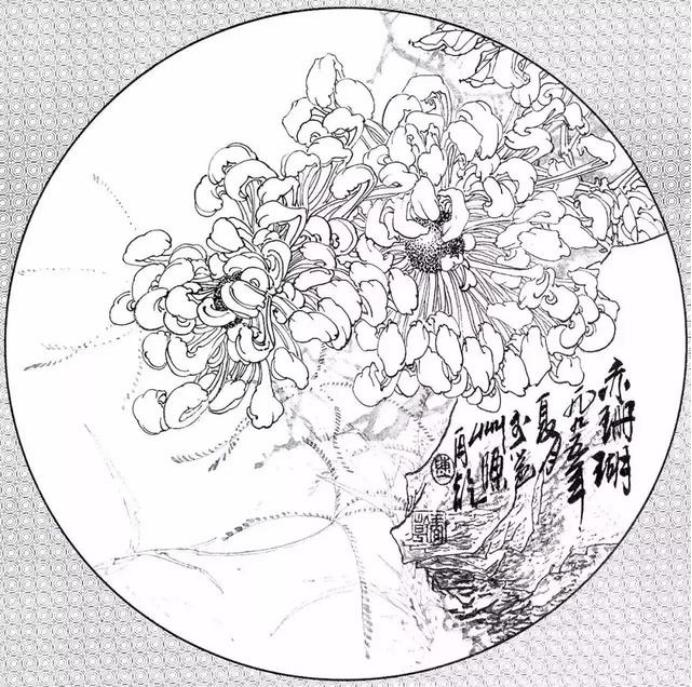 圆面白描作品古风,书法圆面白描作品集