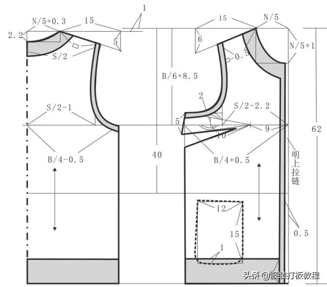 摆长裙完美身形深V字领裁剪教程