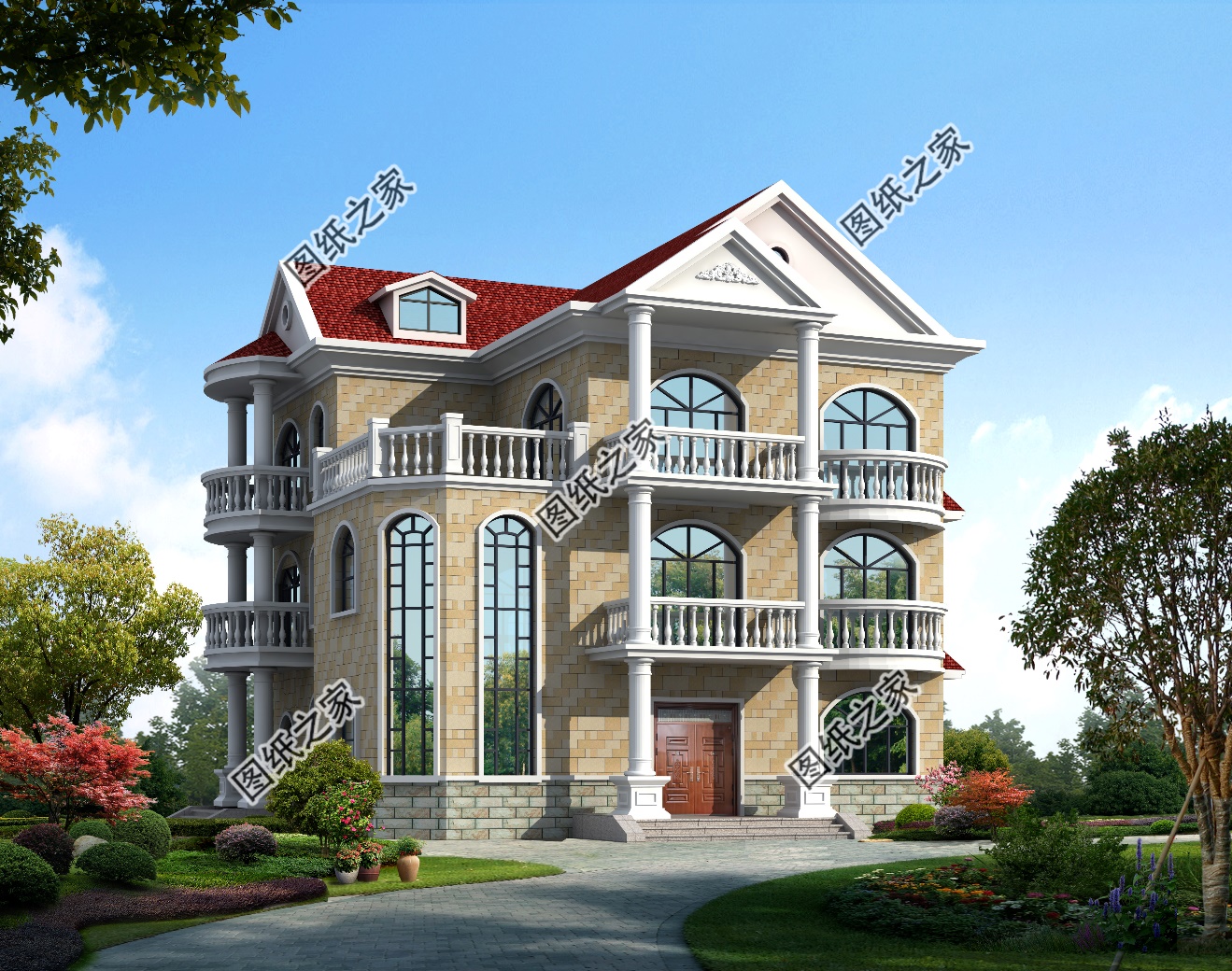 三间三层户型,三间三层不带罗马柱农村自建房