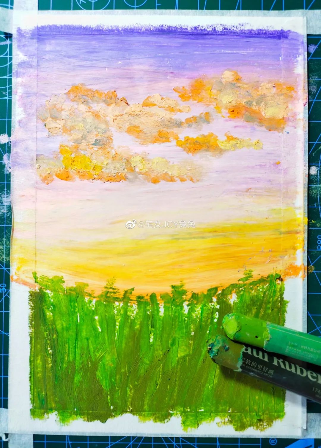 简单又好看的重彩油画棒作品,美到极致的风格绘画