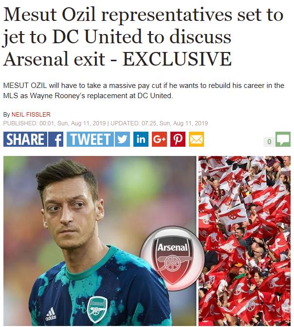 厄齐尔接替鲁尼？经纪人将赴美国谈判阿森纳需垫钱送他走