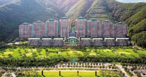 韩国大明山滑雪度假酒店,雪山温泉spa池