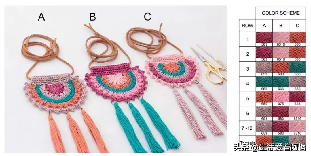 钩针编织时尚首饰项链视频教程,柠檬耳环钩针图解