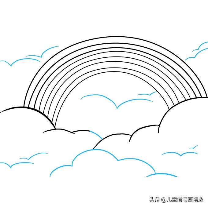 彩虹房子简笔画简单又好看,儿童简笔画精选彩虹风景画