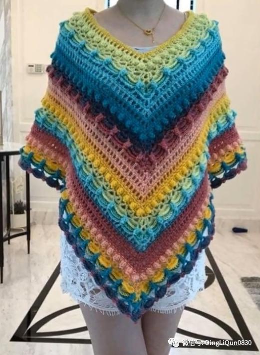 斗篷披肩钩花图样,针织披肩花样图片大全