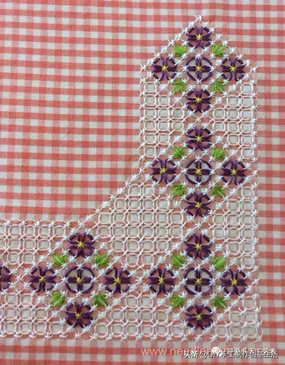 桌布花边的手工刺绣,刺绣桌布diy简单图案