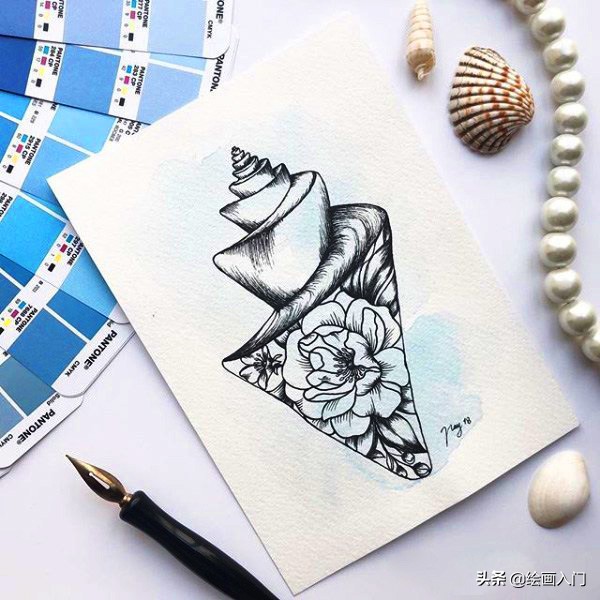 夏日海洋水彩画,夏日水彩颜料画简单风景画