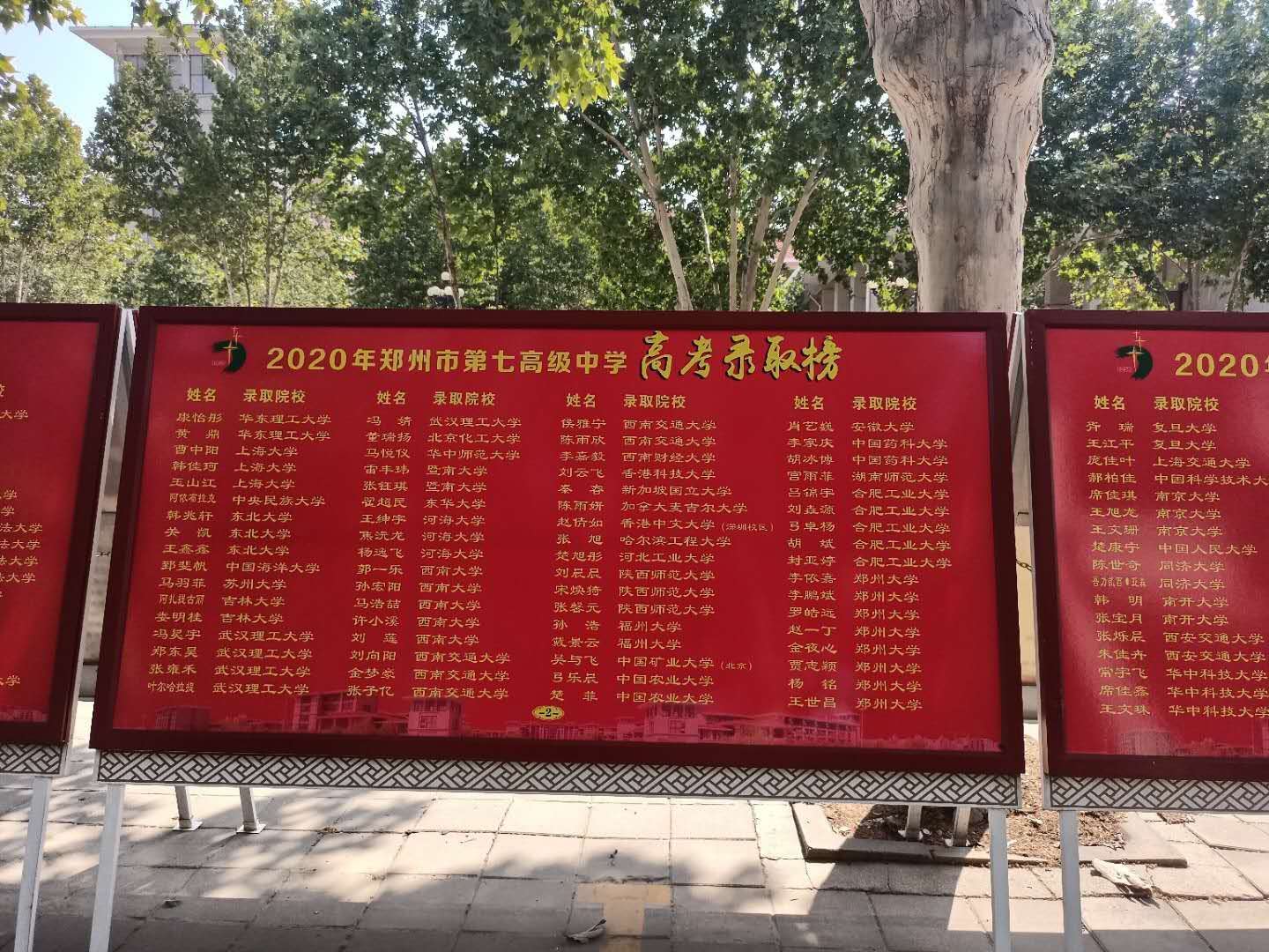 郑州七中2020届高考成绩分析及小三甲、文博四校成绩比较