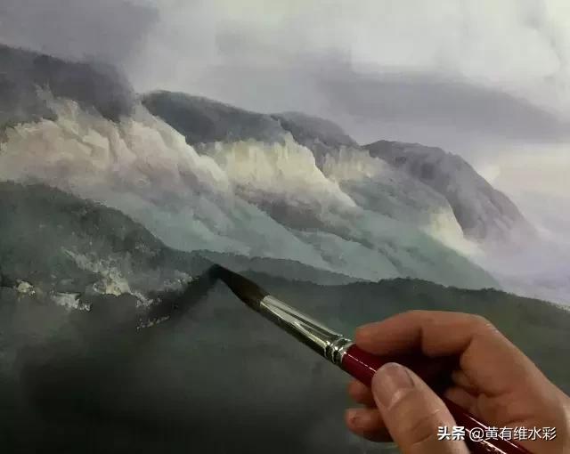 水彩画山风景入门,远山画法入门教程