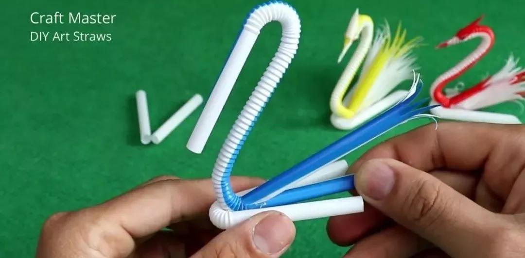 七彩的吸管剪一剪,DIY的蜗牛,天鹅,简直太像了(附教程)