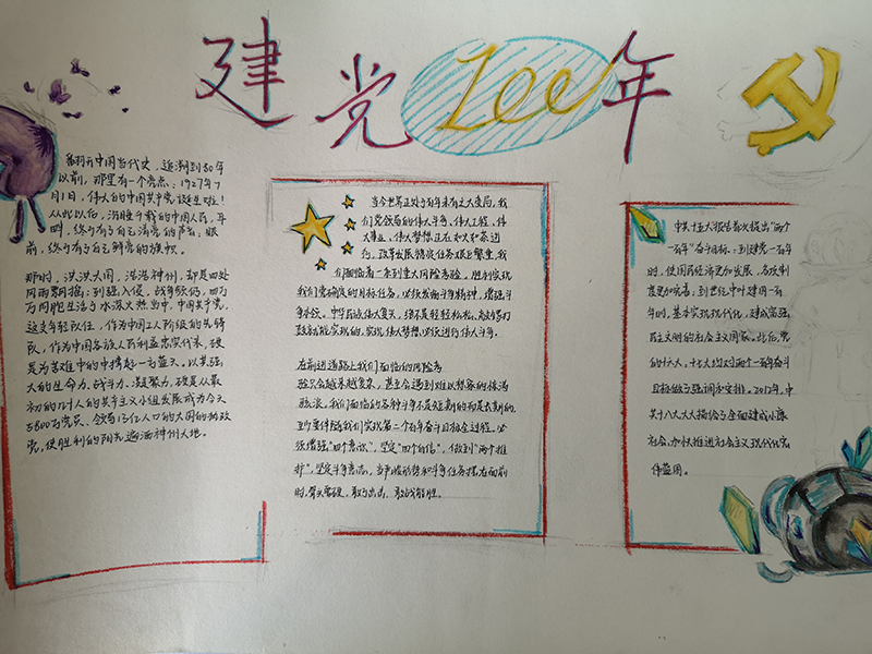 回顾百年历程喜迎建党百年手抄报,以优异成绩迎接建党100周年手抄报