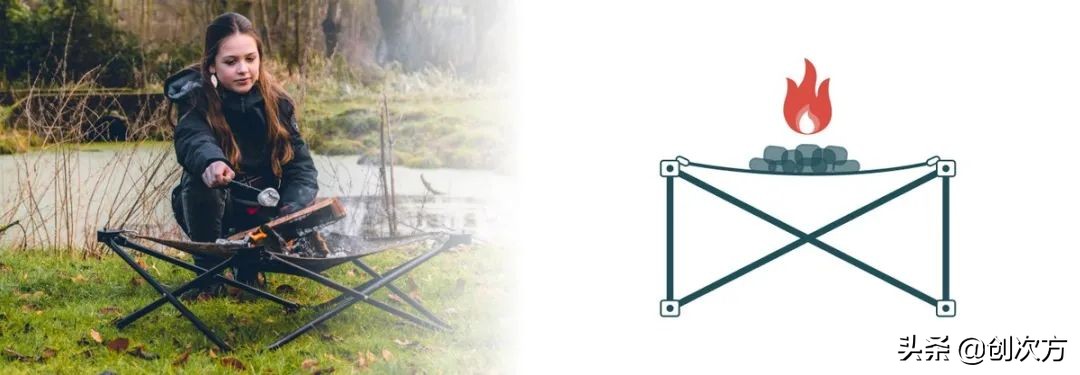 方便携带折叠烧烤炉架,可折叠烧烤架80cm