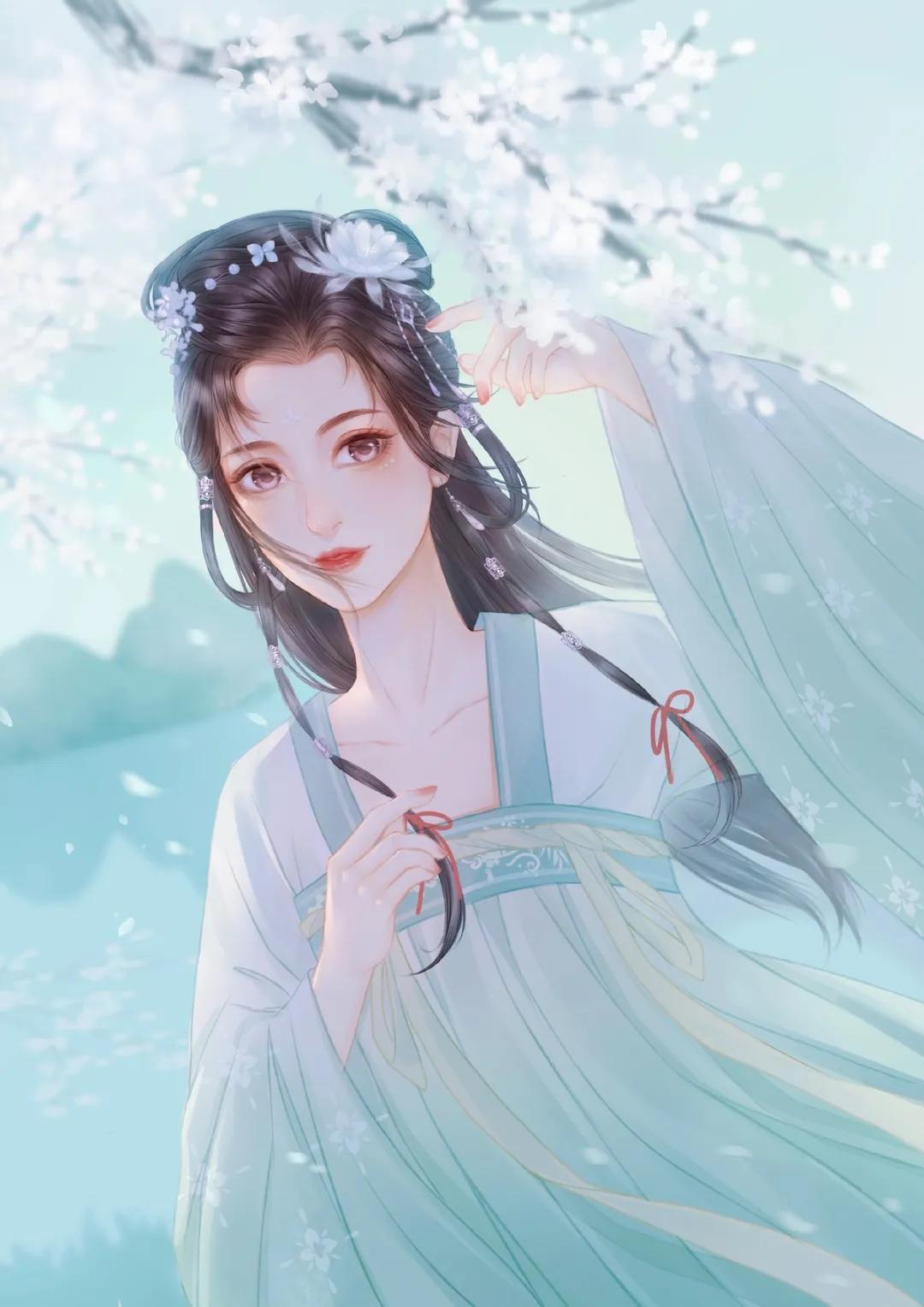 古风水墨花草插画图,古风风景插画全屏壁纸