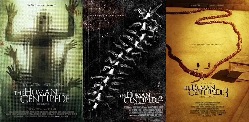 《人体蜈蚣系列》:从全彩到黑白默片重口味背后的荒诞剧情