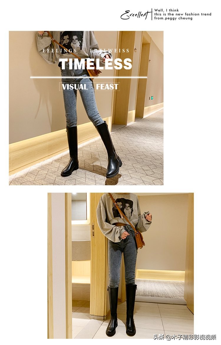 女士冬季保暖皮靴最新款,冬季加绒皮靴子中长款