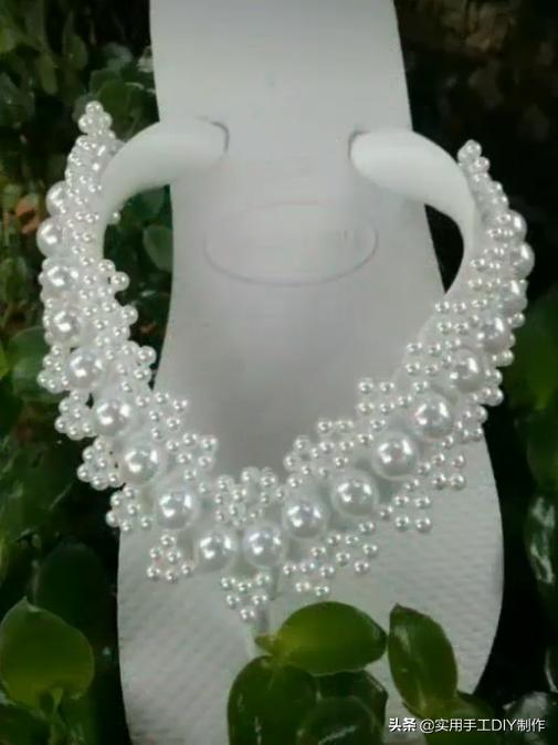 复古人字凉鞋串珠,手工串珠编织拖鞋