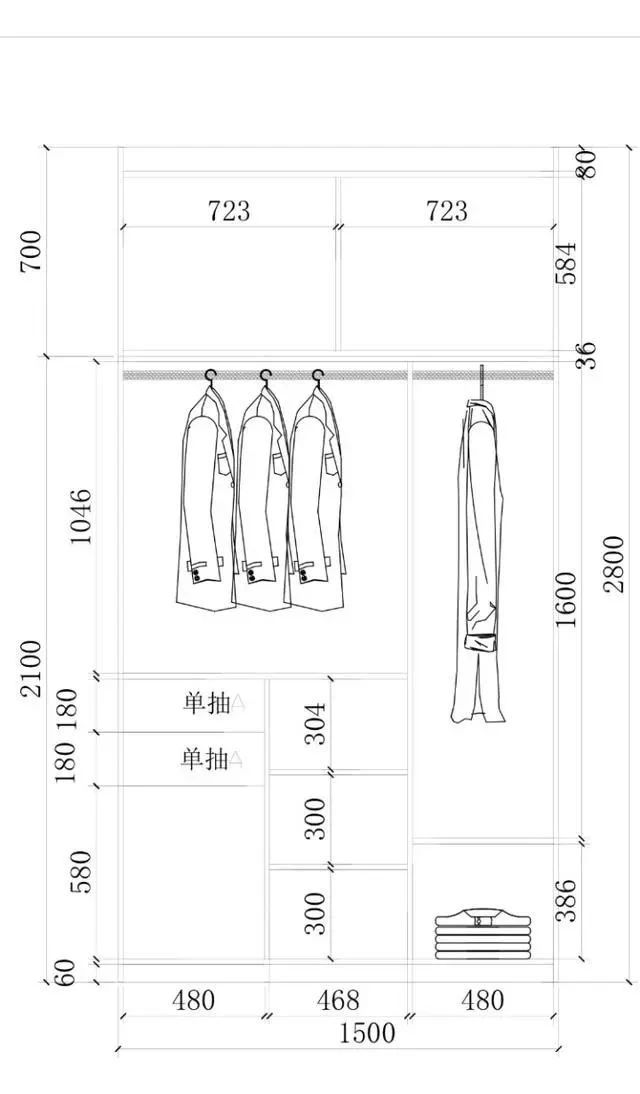 零基础怎样出衣柜结构图,各种尺寸衣柜布局尺寸图