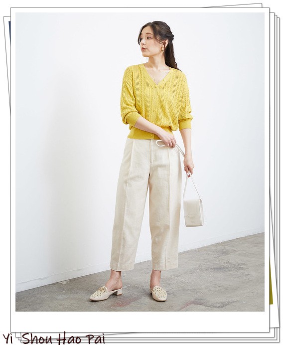亚麻垂感裤搭配,杏色阔腿亚麻裤的搭配