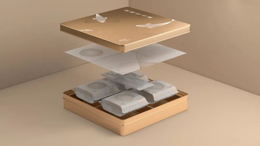 月饼礼盒港风包装设计图,白银月饼瓦楞纸礼盒包装设计