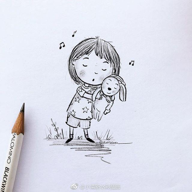 治愈插画手绘简笔画,笔记本插画手绘简笔画