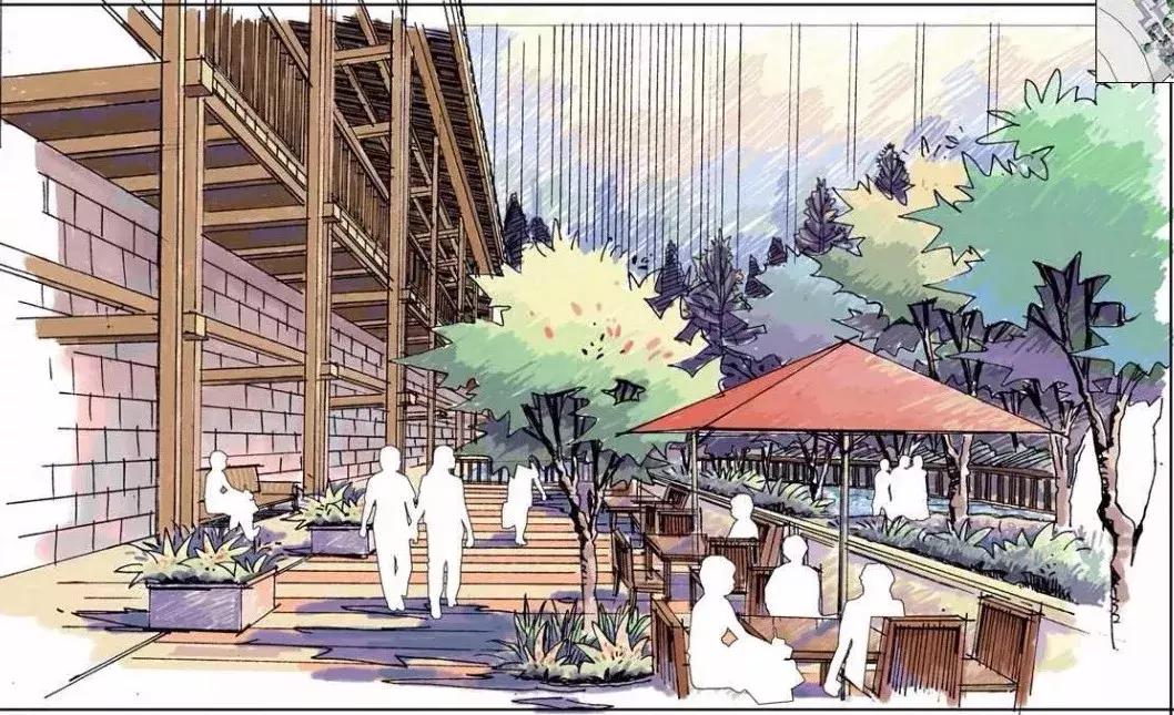 手绘效果图设计详解,干货五幅景观手绘效果图步骤图解