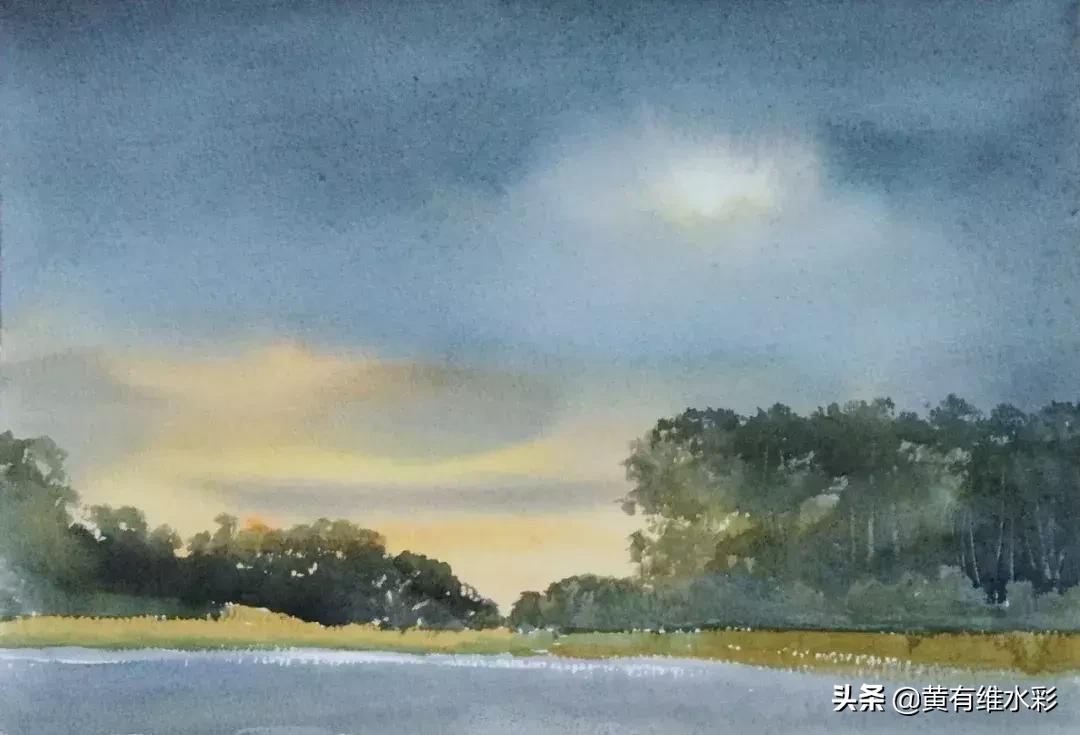 水彩画山风景入门,远山画法入门教程