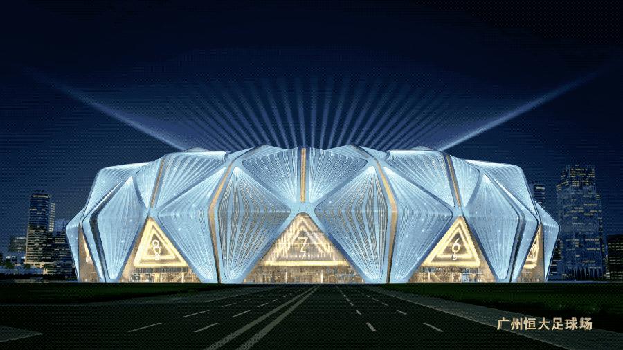 恒大新足球场灯光,广州新地标美景图