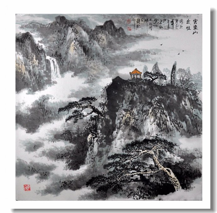 尹延水山水画作品,苏州市水墨山水画