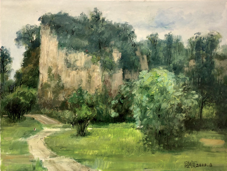 左国顺油画,郭福明的果子沟风景油画作品