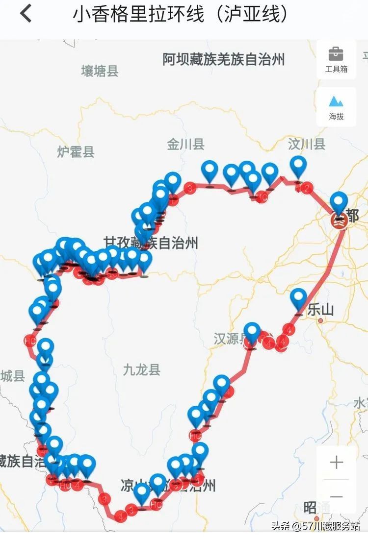 成都到香格里拉环线游路线图,成都318云南香格里拉