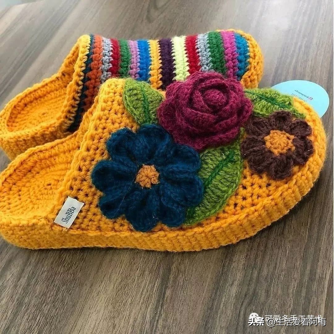 自己用毛线做布拖鞋,用布条线编拖鞋