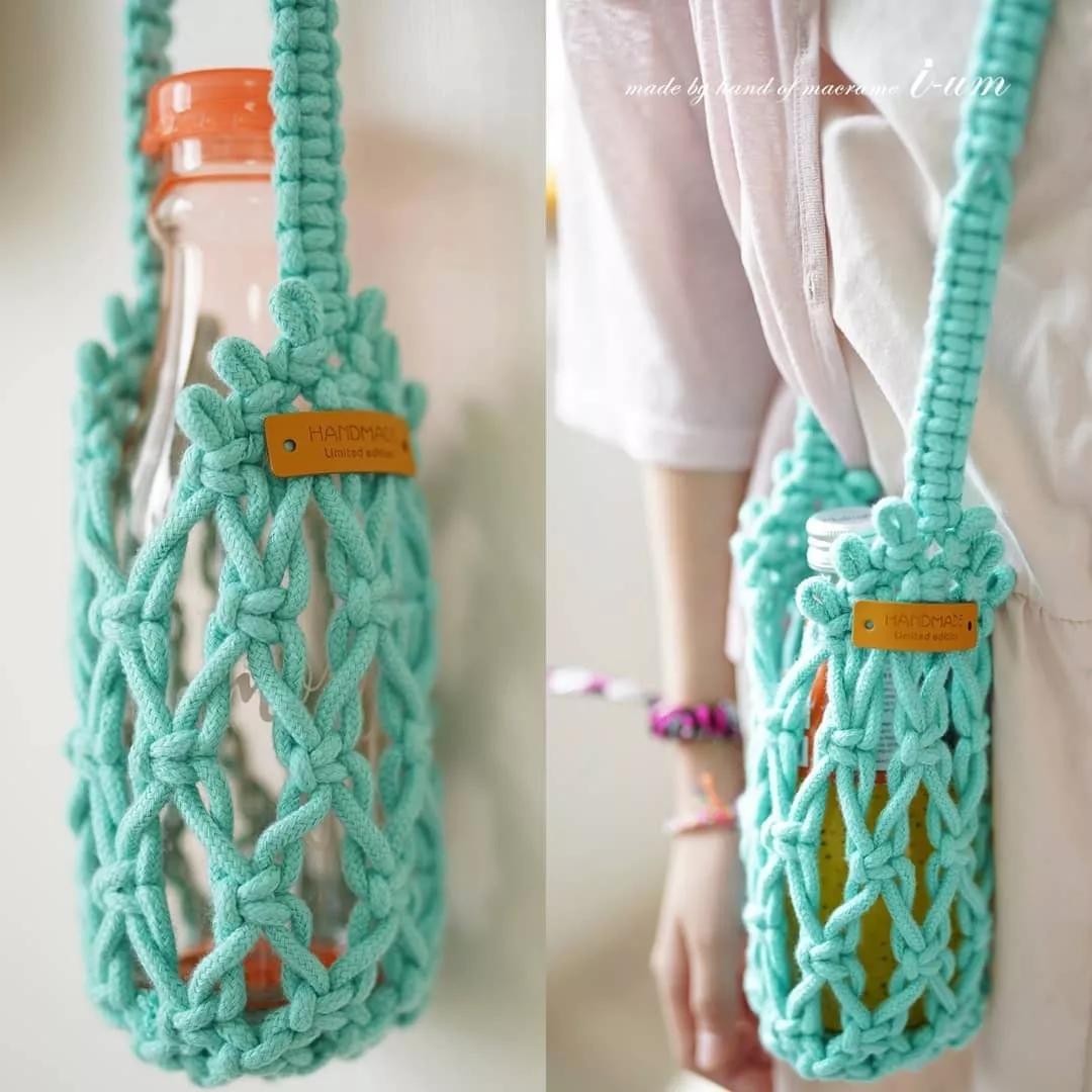 钩织网兜手袋,钩织收纳网兜小包最新