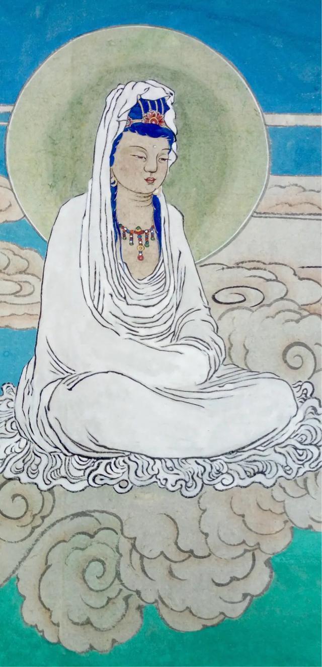 观音菩萨三十二像工笔画,观世音菩萨画像工笔画