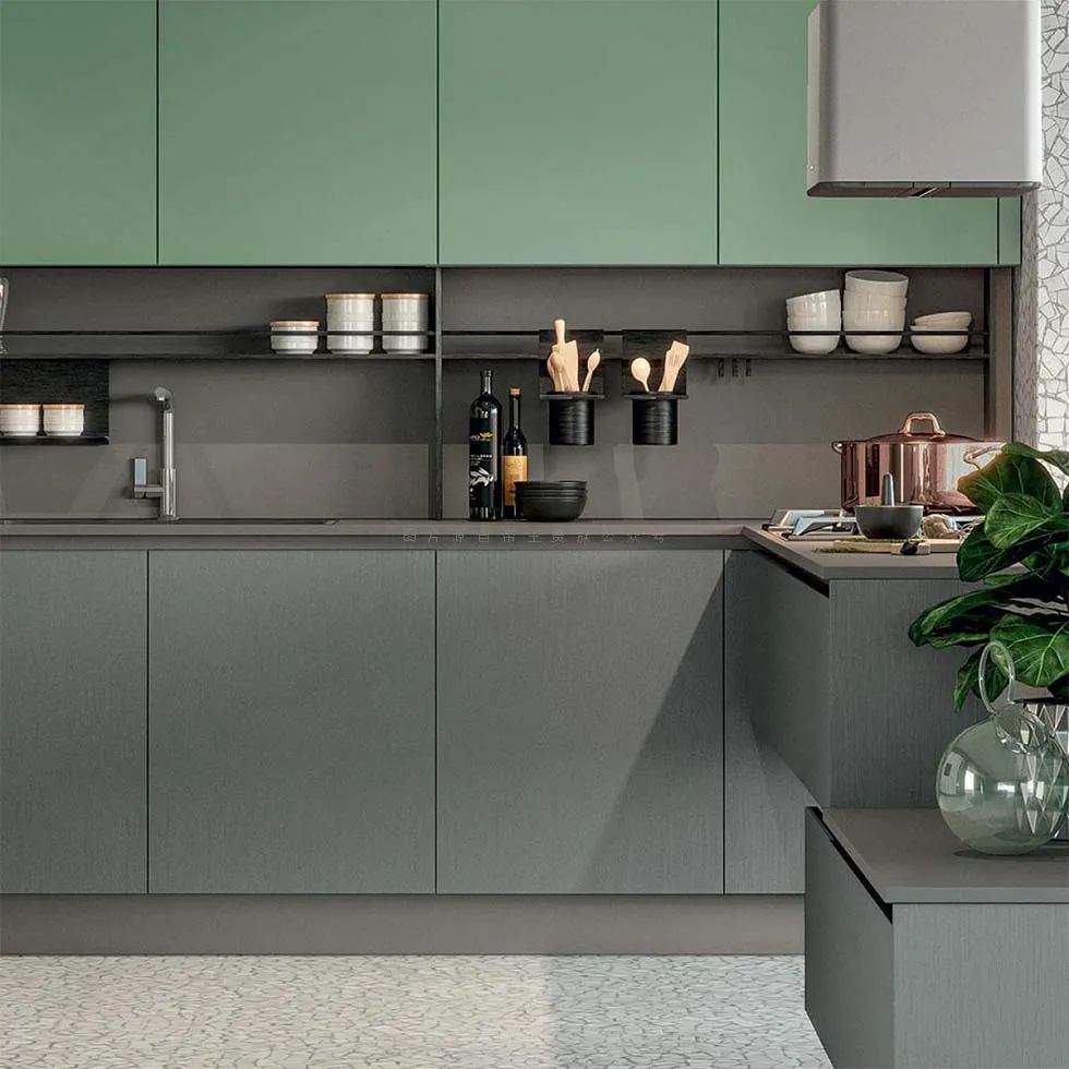 橱柜厨边柜电视柜一体,现代风格厨房橱柜一体柜