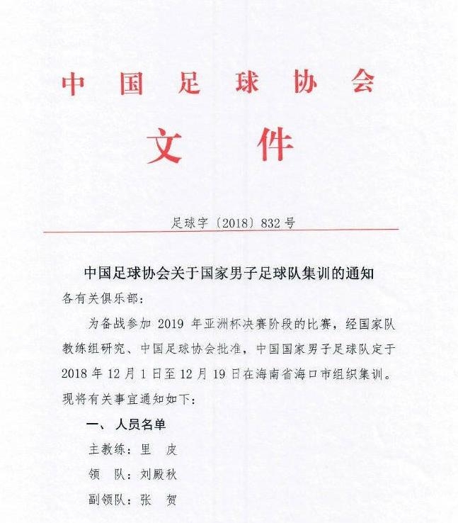 中国男足公布最新大名单！4位门将入选，郑智、蒿俊闵回归