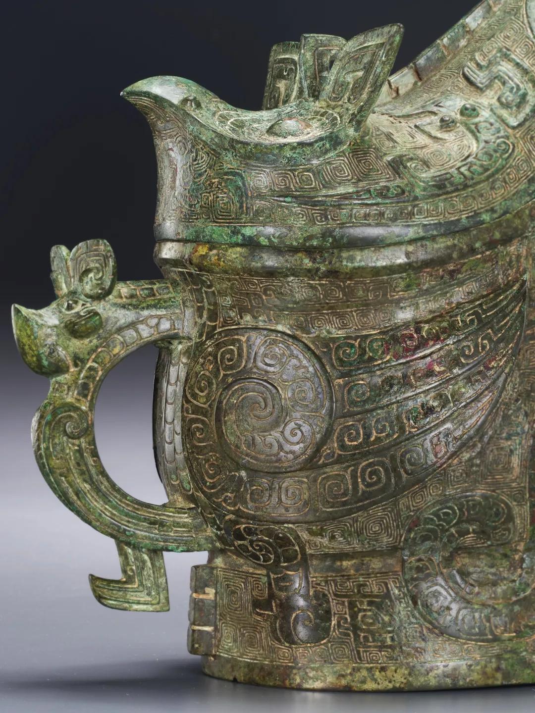 商晚期青铜器龙形觥图文,商代鸟兽纹觥