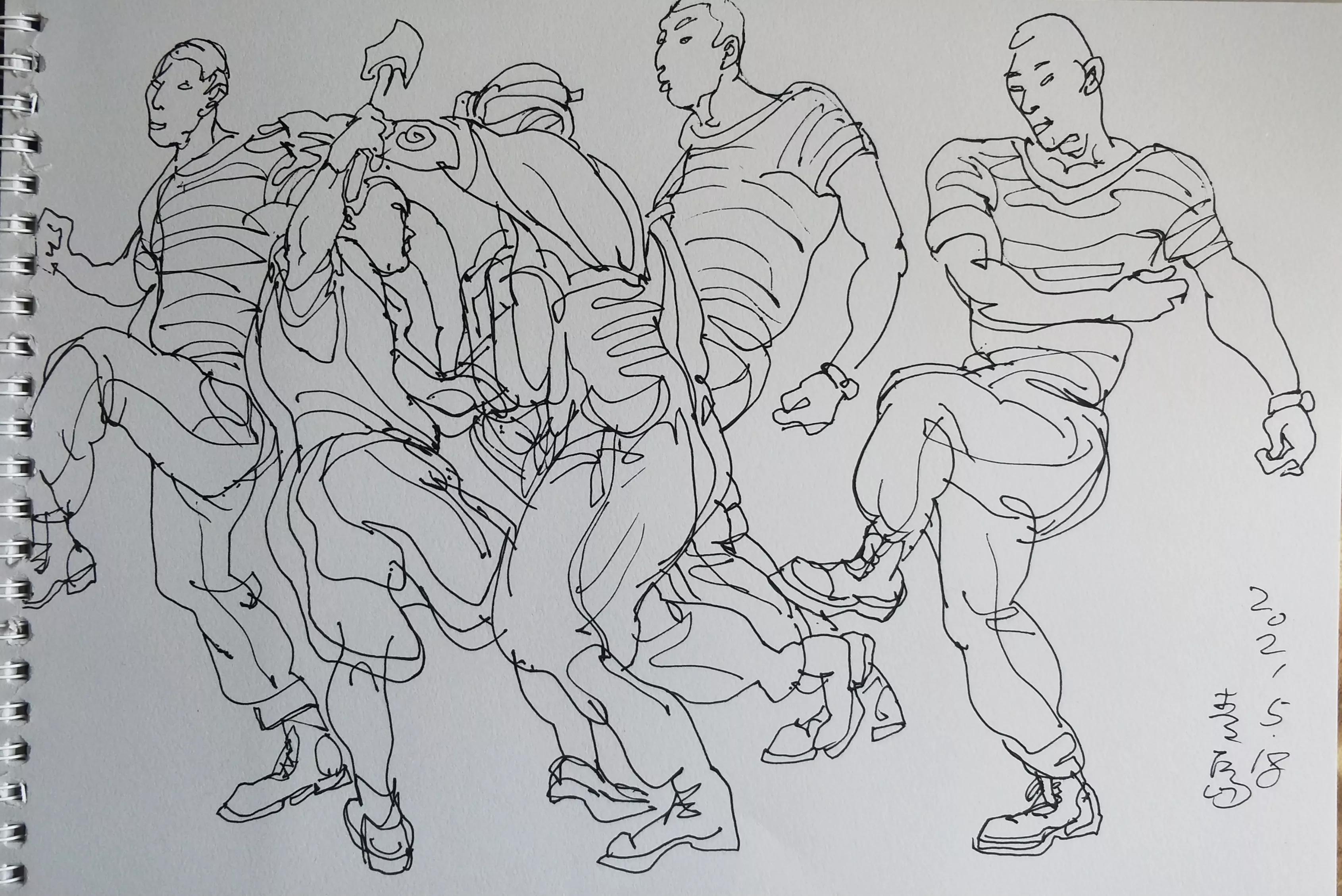 吴建科人物画欣赏,画兵人速写