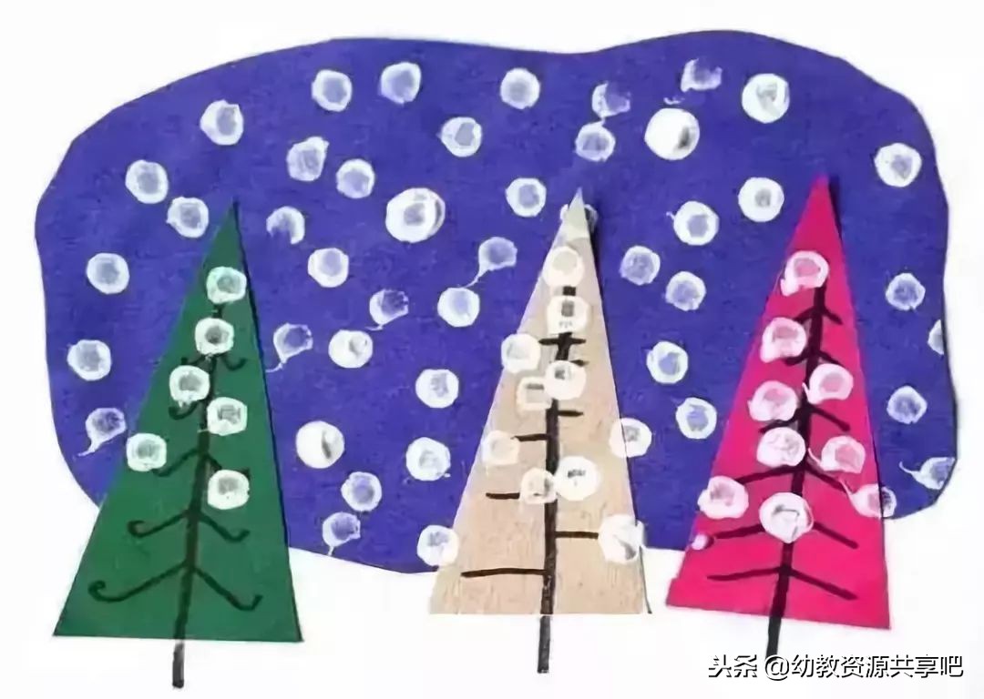 幼儿园冬季手工绘画漂亮,冬天手工画幼儿园简单